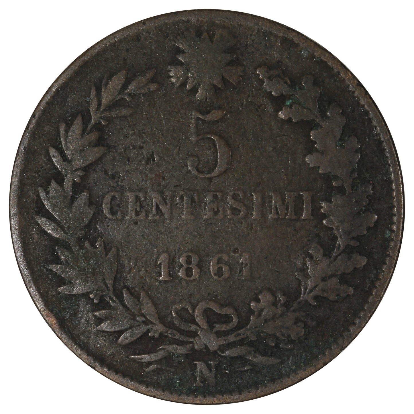 Italy 1861N 5 Centesimi Very Fine (VF-20)