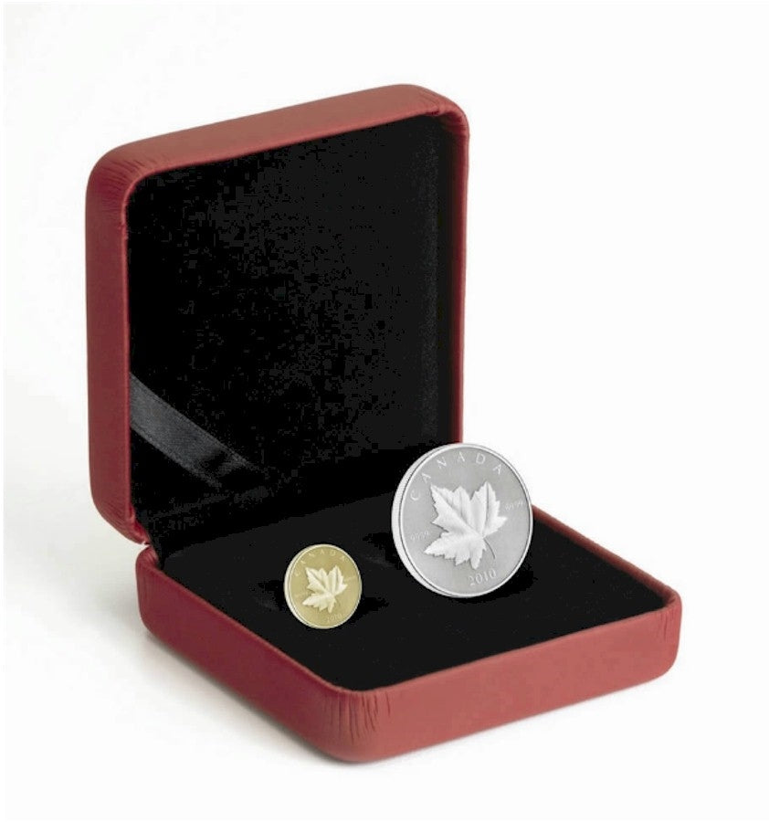2010 Canada Piedfort 1/5oz Gold & 1oz. Silver Maple Leaf Set (No Tax)