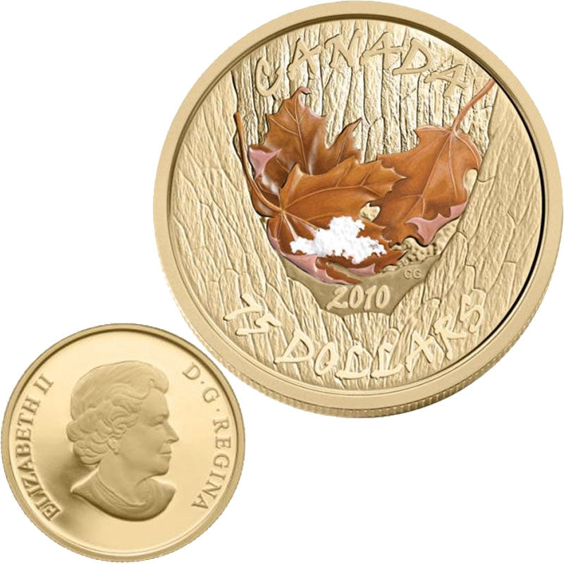 2010 Canada $75 Maple Leaf - Winter 14K Gold Coin (Tree bark)