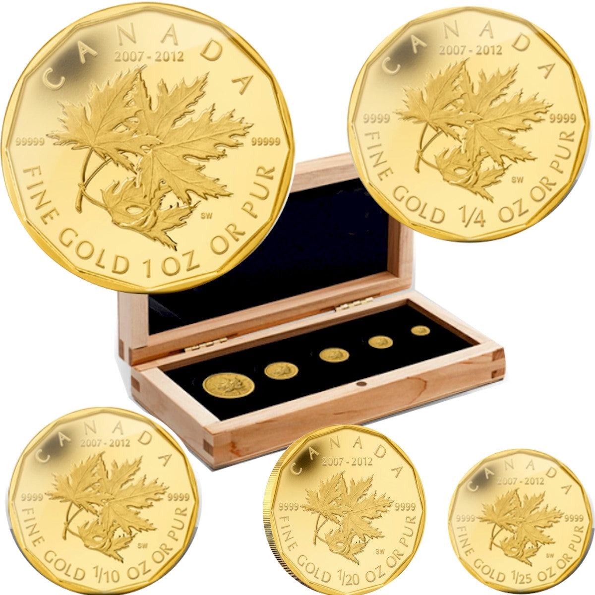 2012 Canada Gold Maple Leaf Set - 5th Ann. RCM Million Dollar (No Tax)