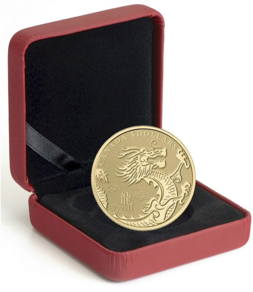 2012 Canada $5 Year of the Dragon 1/10oz. $5 Pure Gold Coin (No Tax)
