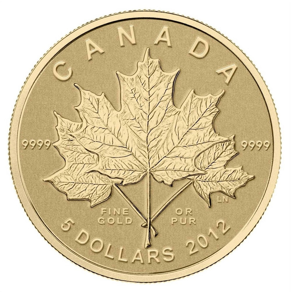 2012 Canada $5 Maple Leaf Forever 1/10thoz. Gold (No Tax)