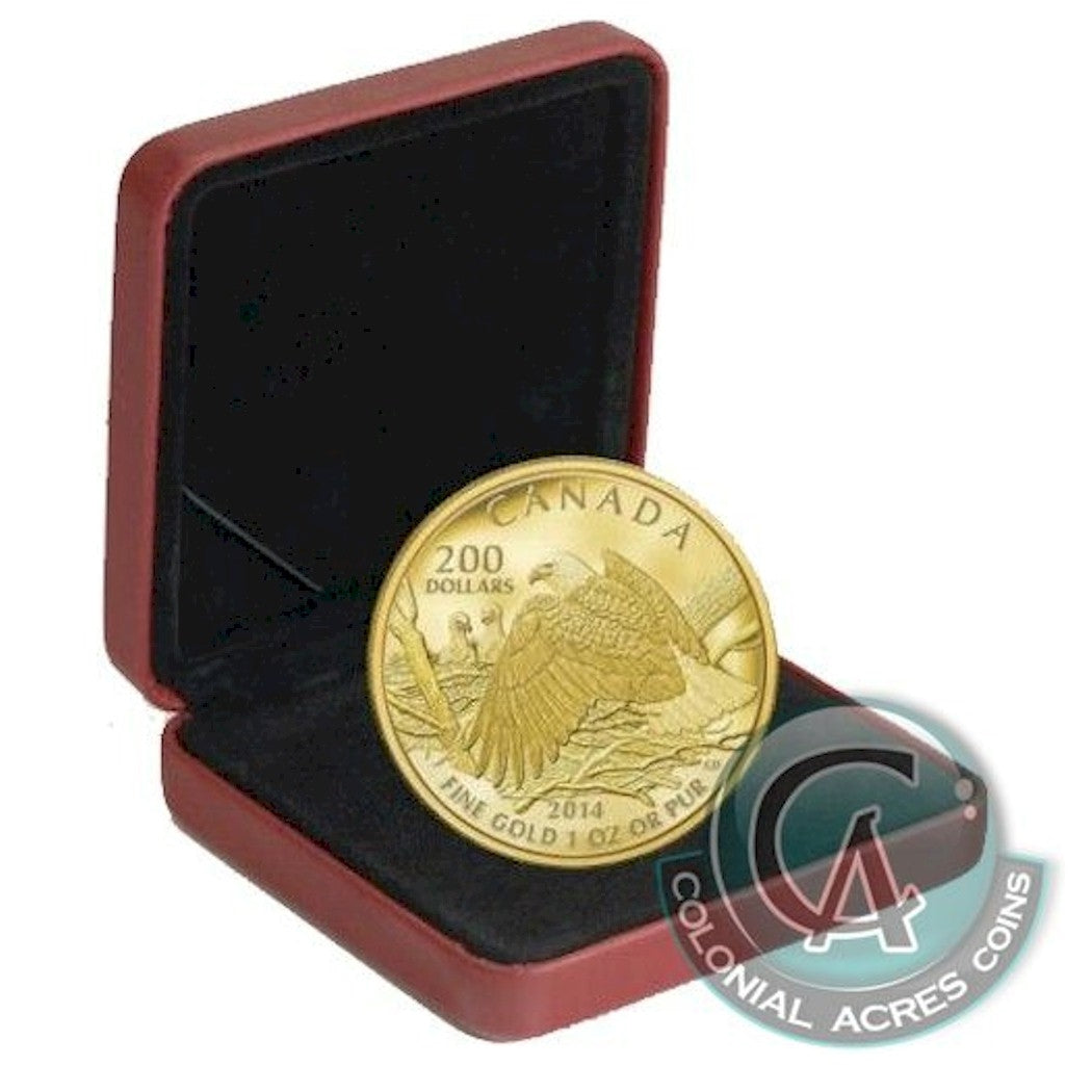 2014 Canada $200 Bald Eagle Protecting Her Nest 1 oz. Pure Gold (No Tax)