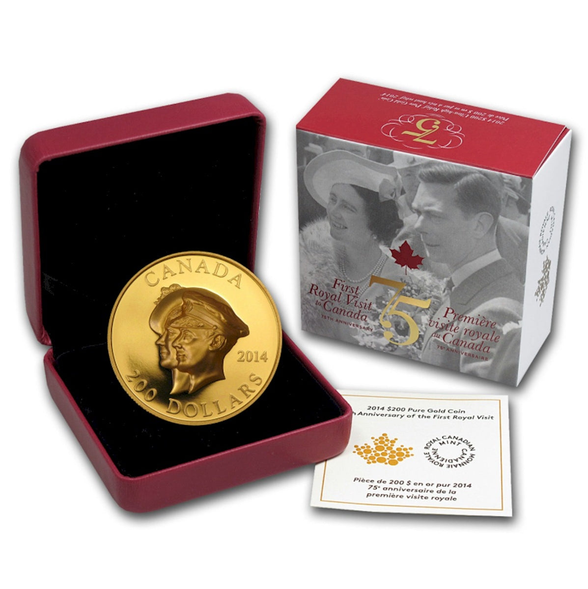 2014 Canada $200 75th Anniversary First Royal Visit 1 oz. Pure Gold (No Tax)