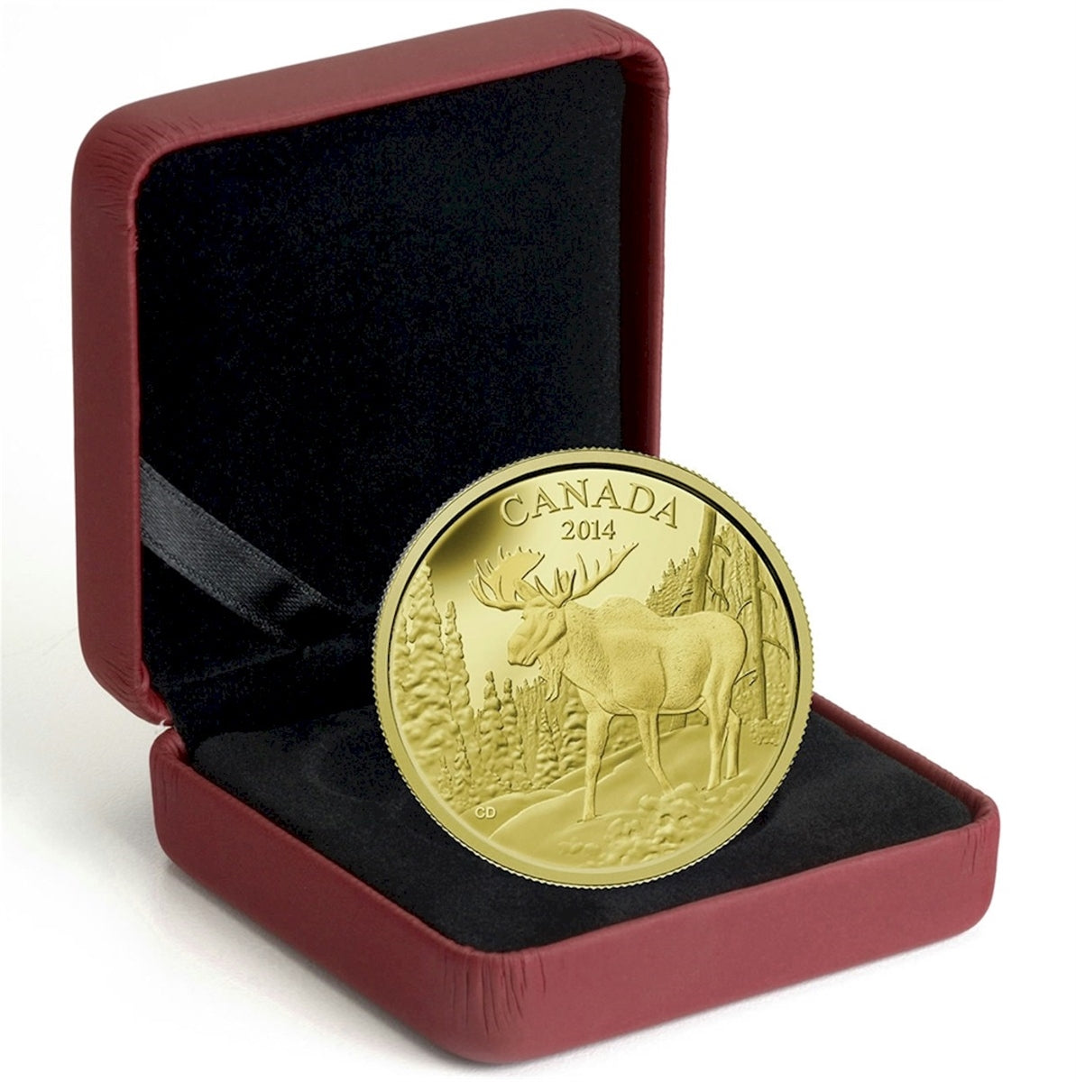 2014 Canada $350 The Majestic Moose Pure Gold Coin (No Tax) Small Crease on Sleeve