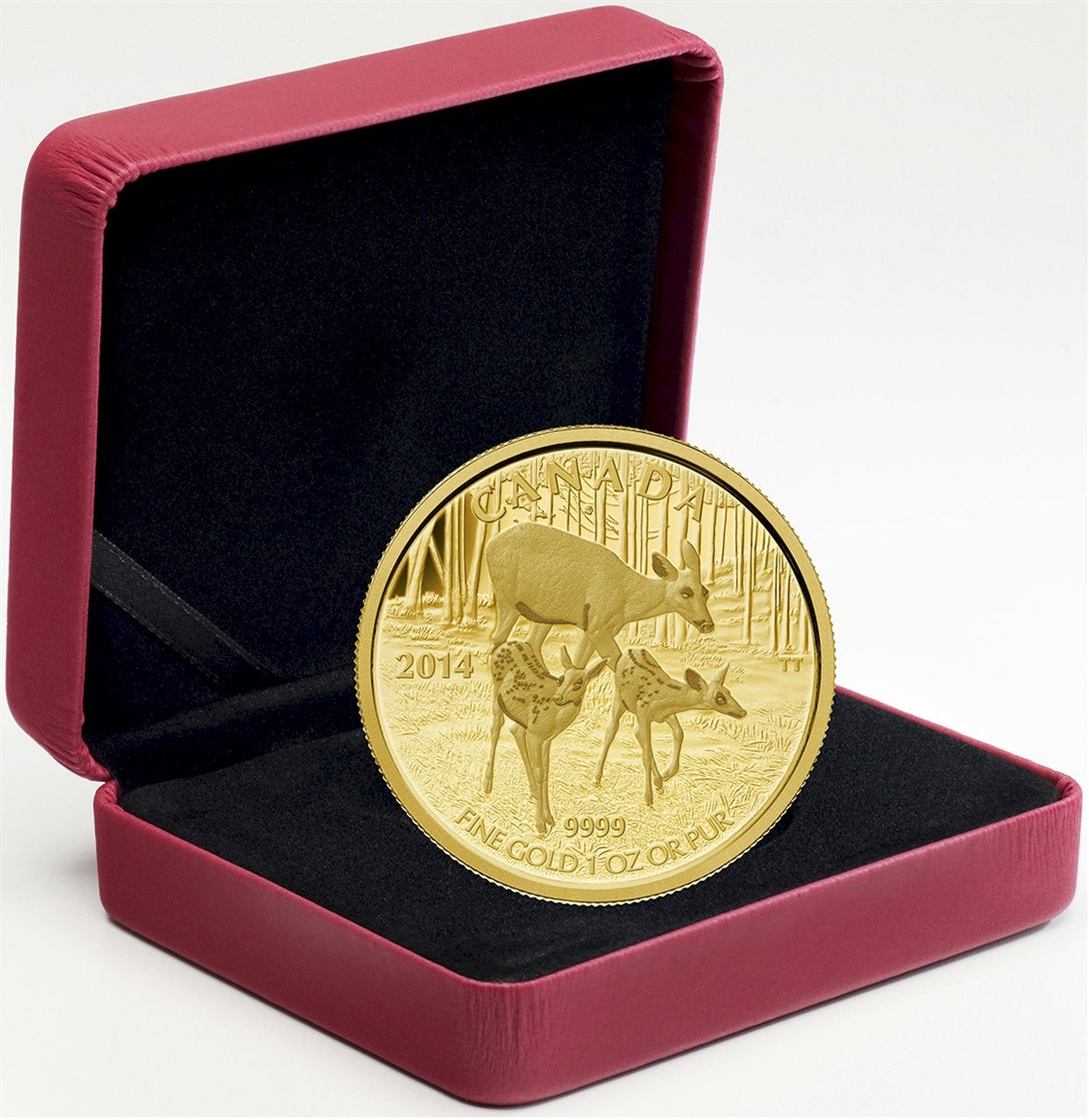 2014 Canada $200 White-Tailed Deer - Quietly Exploring Gold (No Tax)