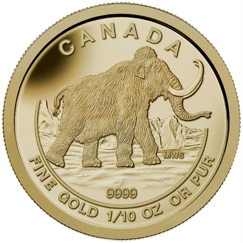 2014 Canada $5 Prehistoric Animals - The Woolly Mammoth 1/10oz. Gold (No Tax)