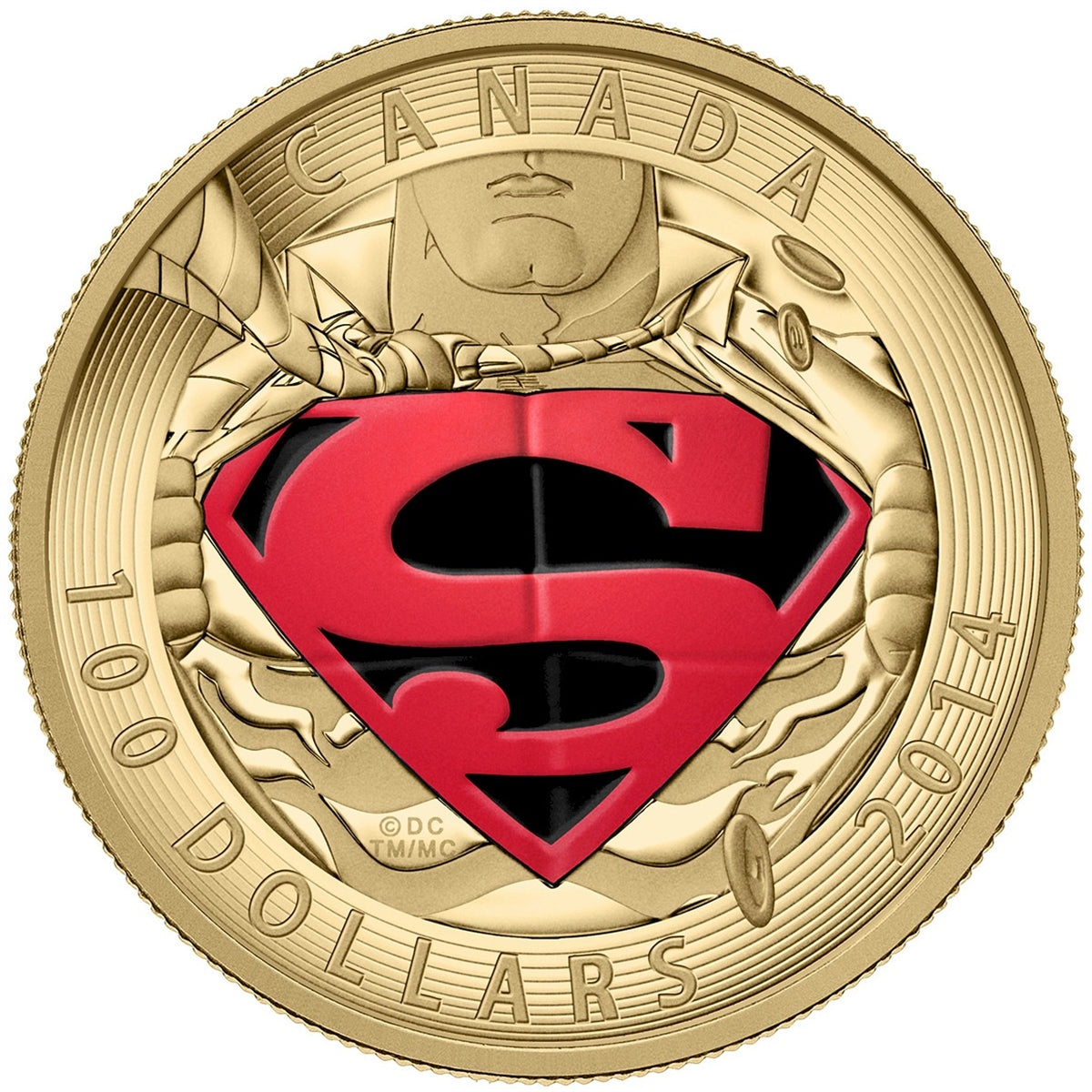 RDC 2014 Canada $100 Iconic Superman: Adventures of Superman #596 14K Gold (mark on case)