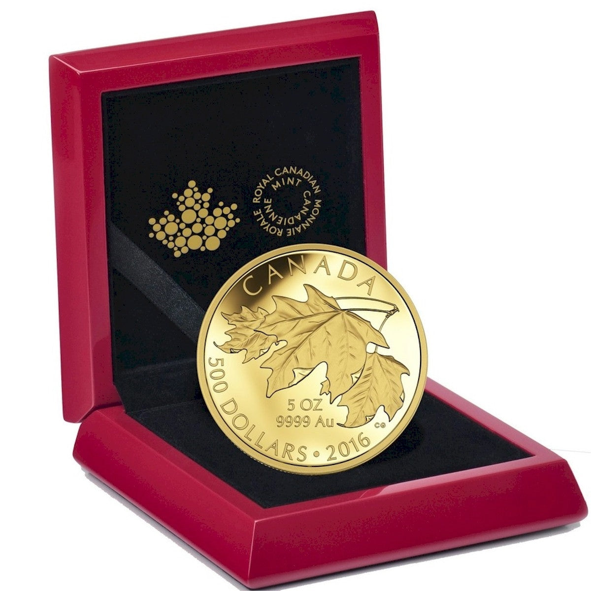 2016 Canada $500 Maple Leaves 5oz. Pure Gold Coin (TAX Exempt)