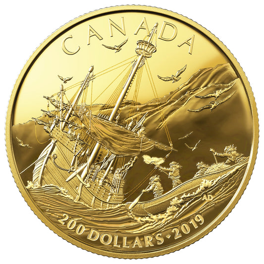 2019 Canada $200 Early Canadian History: Arrival of the Europeans Pure Gold (No Tax)