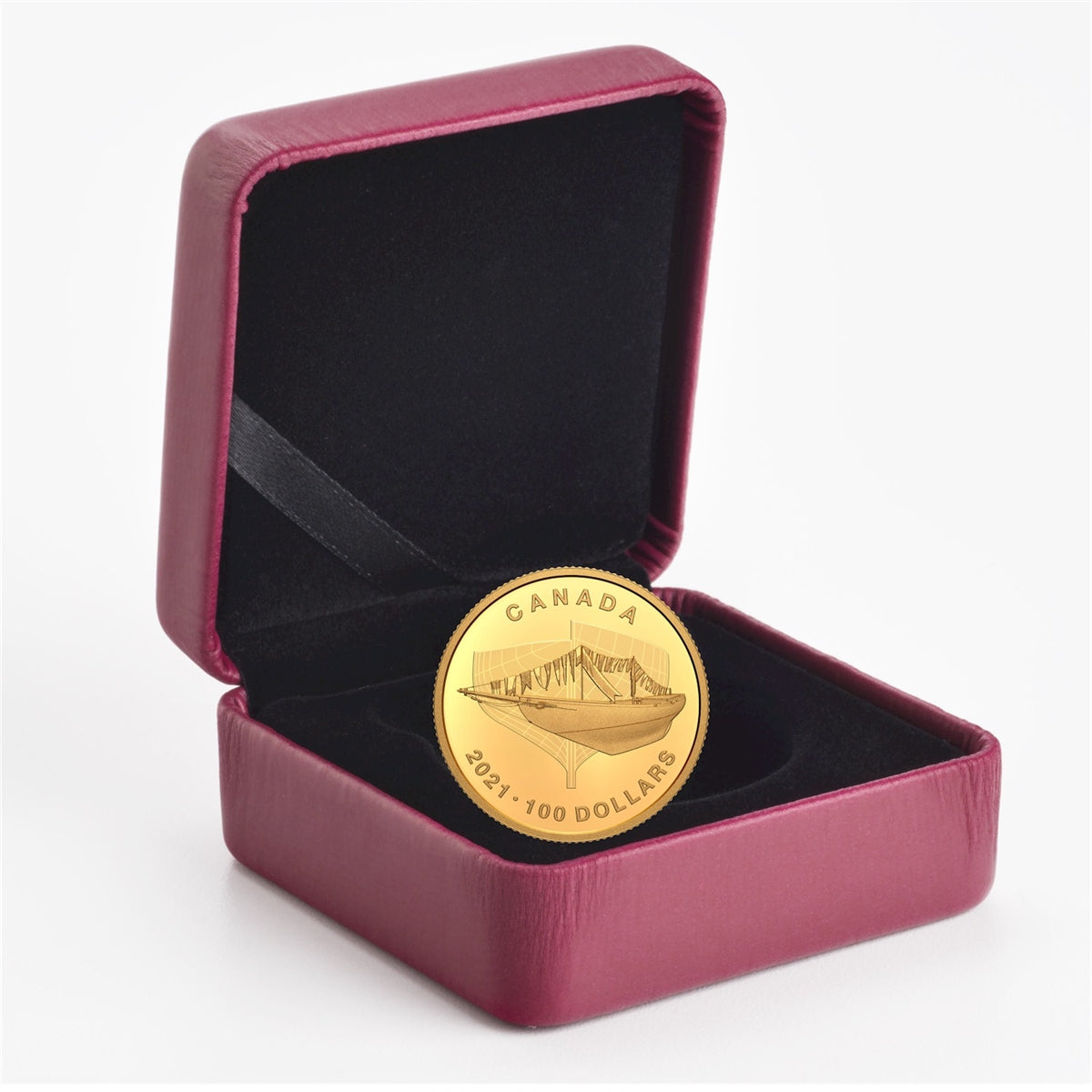 2021 Canada $100 100th Anniversary of the Bluenose: The Launch 1/4 oz. Pure Gold (No Tax)