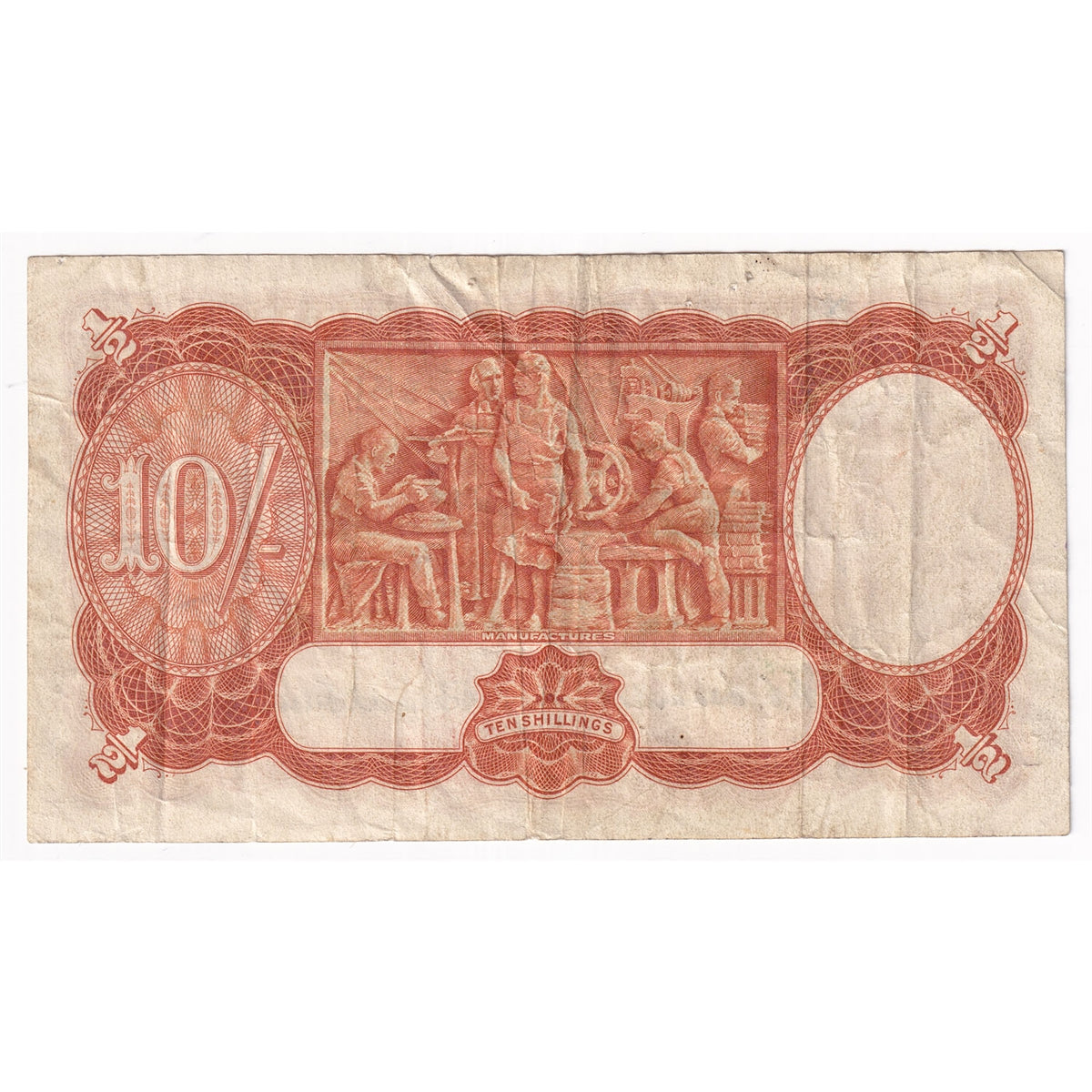 Australia Note Pick #25d 1952 10 Shillings, VF (holes)