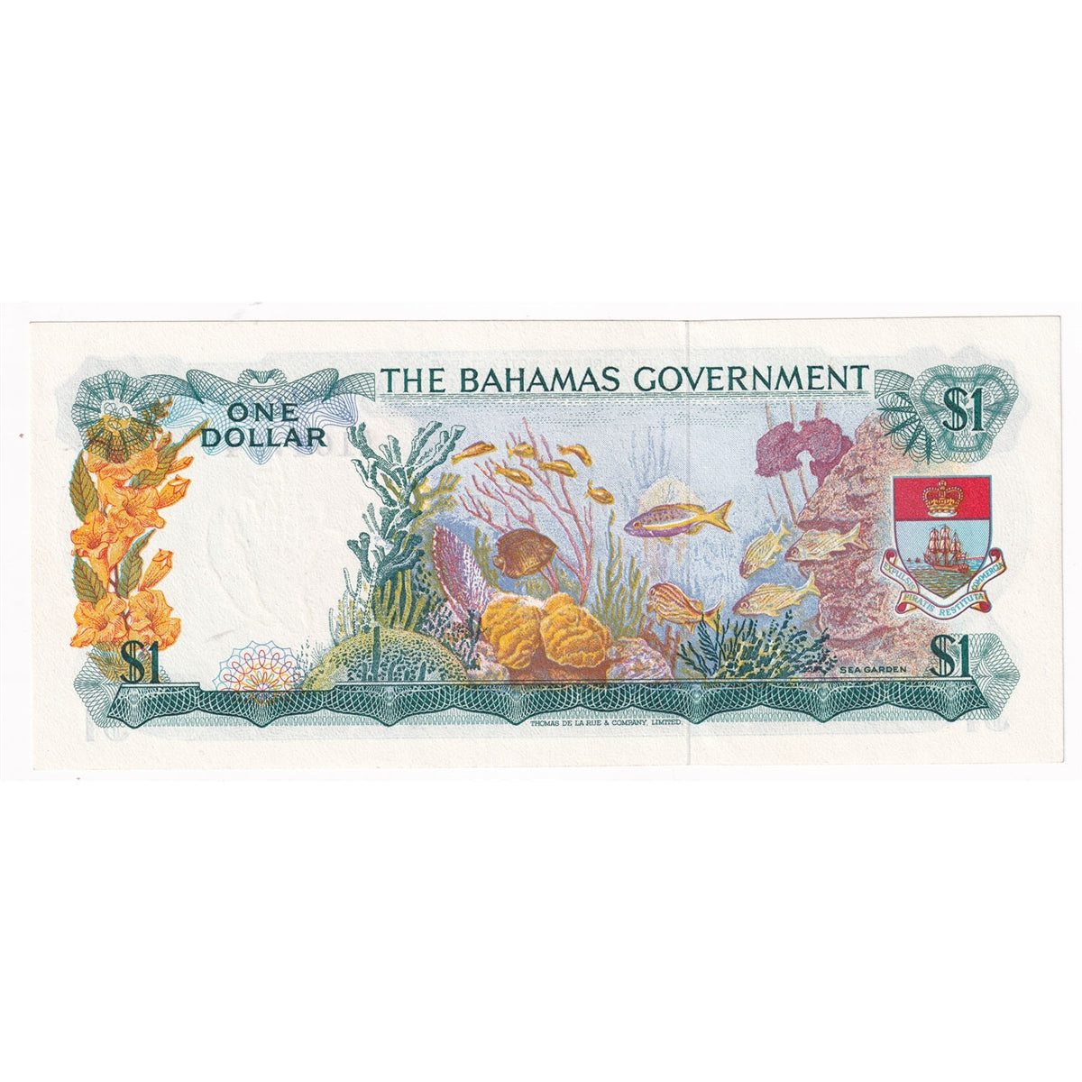Bahamas 1965 1 Dollar Note, Pick #18a 2 Signatures, AU-UNC
