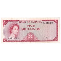 Jamaica 1964 5 Shilling Note, Pick #51Ad Signature 4, VF-EF