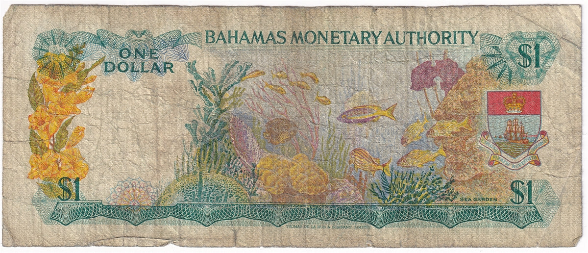 Bahamas 1968 1 Dollar Note, Pick #27a, Circ