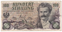 Austria 1960 100 Schilling Note, Pick #138, VF