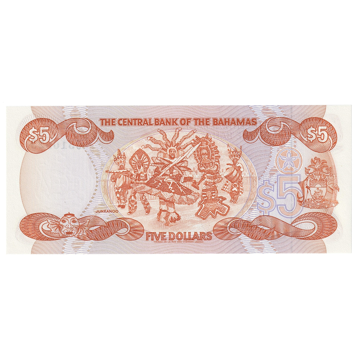 Bahamas 1974 (1984) 5 Dollar Note, Pick #45b, UNC