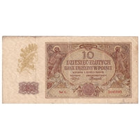 Poland 1940 10 Zlotych Note, Pick #94, VF-EF