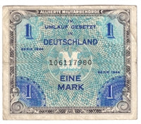 Germany 1944 1 Mark Note, with F, VF-EF