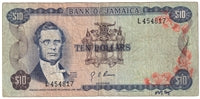 Jamaica 1970 10 Dollar Note, Pick #57, Circ.