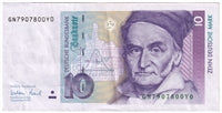 Germany 1999 10 Deutsche Mark Note, Pick #38d, EF