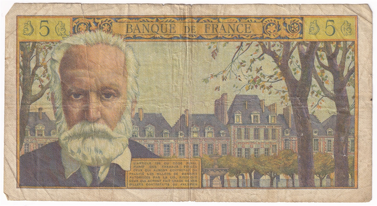 France 1962 5 Nouveaux Franc Note, Pick #141a, Circ.