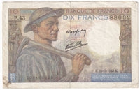 France 1943 10 Francs Note, Pick #99e, VF-EF