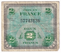France 1944 2 Francs Note, Pick #114b, VF