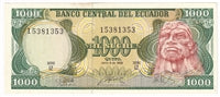 Ecuador 1988 1,000 Sucres Note, Pick #125b, UNC