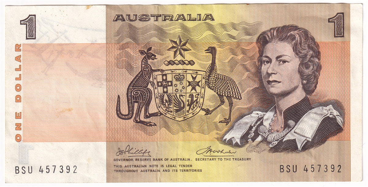 Australia 1974 1 Dollar Note, Pick #42a, EF-AU