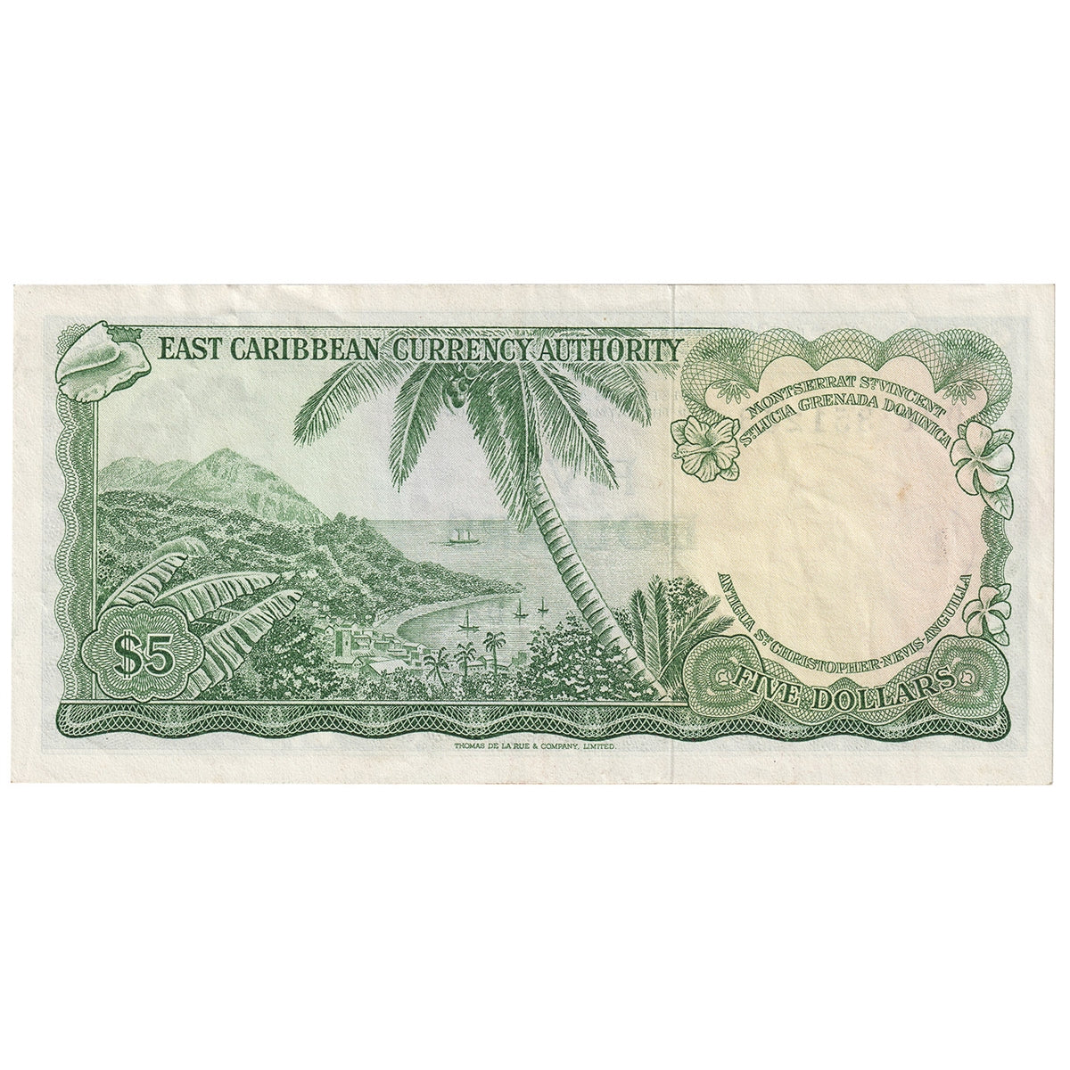 East Caribbean States 1993 5 Dollar Note, Pick #26d, VF