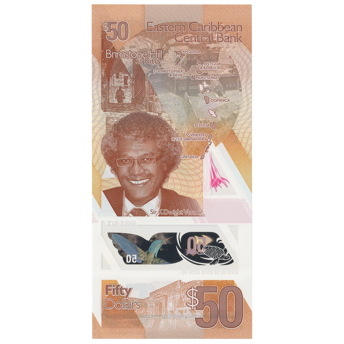 East Caribbean States 2019 50 Dollar Note, Pick #57, UNC