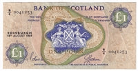 Scotland 1969 Bank of Scotland 1 Pound Note, SC108, VF-EF