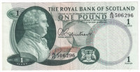 Scotland 1967 Royal Bank of Scotland 1 Pound Note, SC805, VF-EF