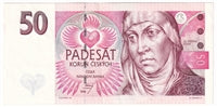 Czech Republic 1994 50 Korun Note, Pick #11, EF-AU