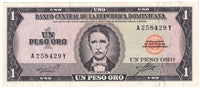 Dominican Republic 1964-73 1 Peso Note, Pick #99a Oro, AU-UNC