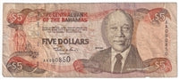 Bahamas 2001 5 Dollar Note, Pick #63b, Circ