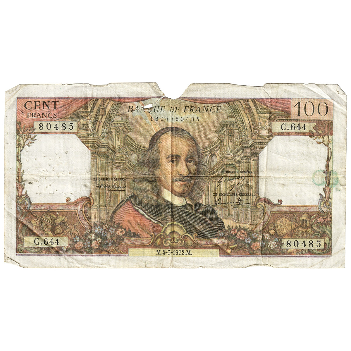 France 1972 100 Franc Note, Pick #149d, Circ