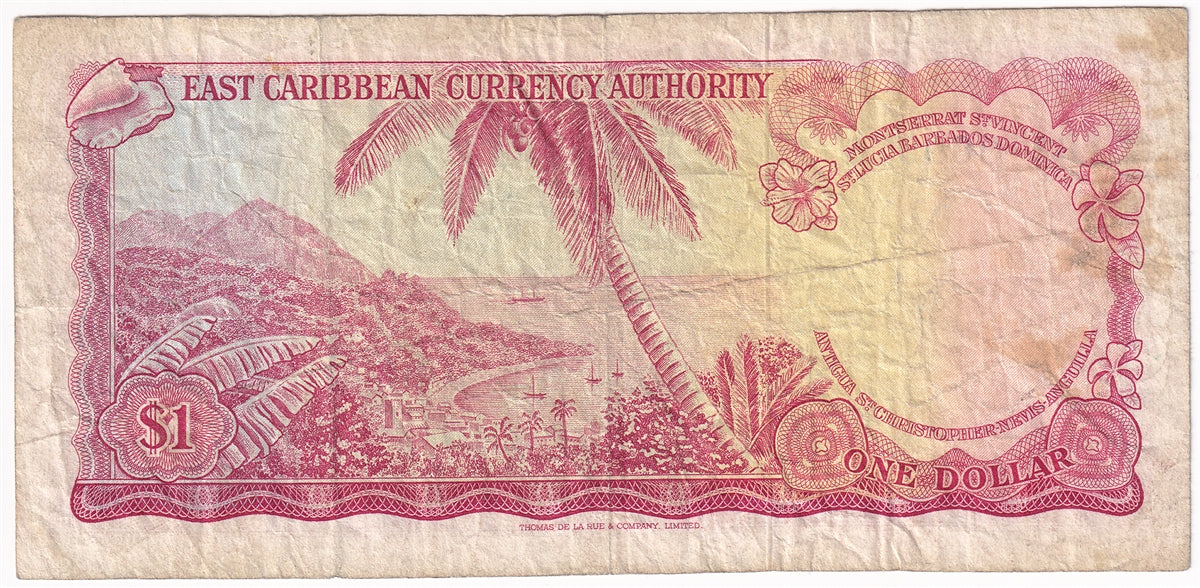 East Caribbean States 1965 1 Dollar Note, Pick #13a, Signature 2, F