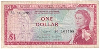 East Caribbean States 1965 1 Dollar Note, Pick #13a, Signature 2, F-VF
