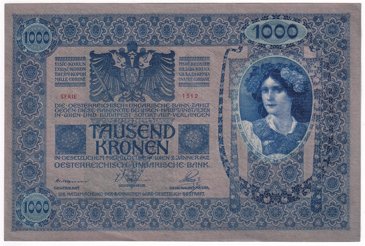 Austria 1919 1,000 Kronen Note, Pick #59, AU-UNC