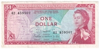 East Caribbean States 1965 1 Dollar Note, Pick #13a, Signature 1, VF-EF