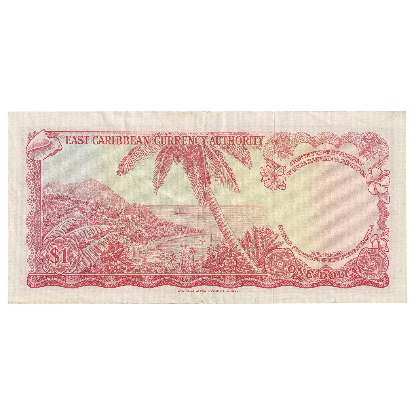 East Caribbean States 1965 1 Dollar Note, Pick #13c, Signature 4, EF