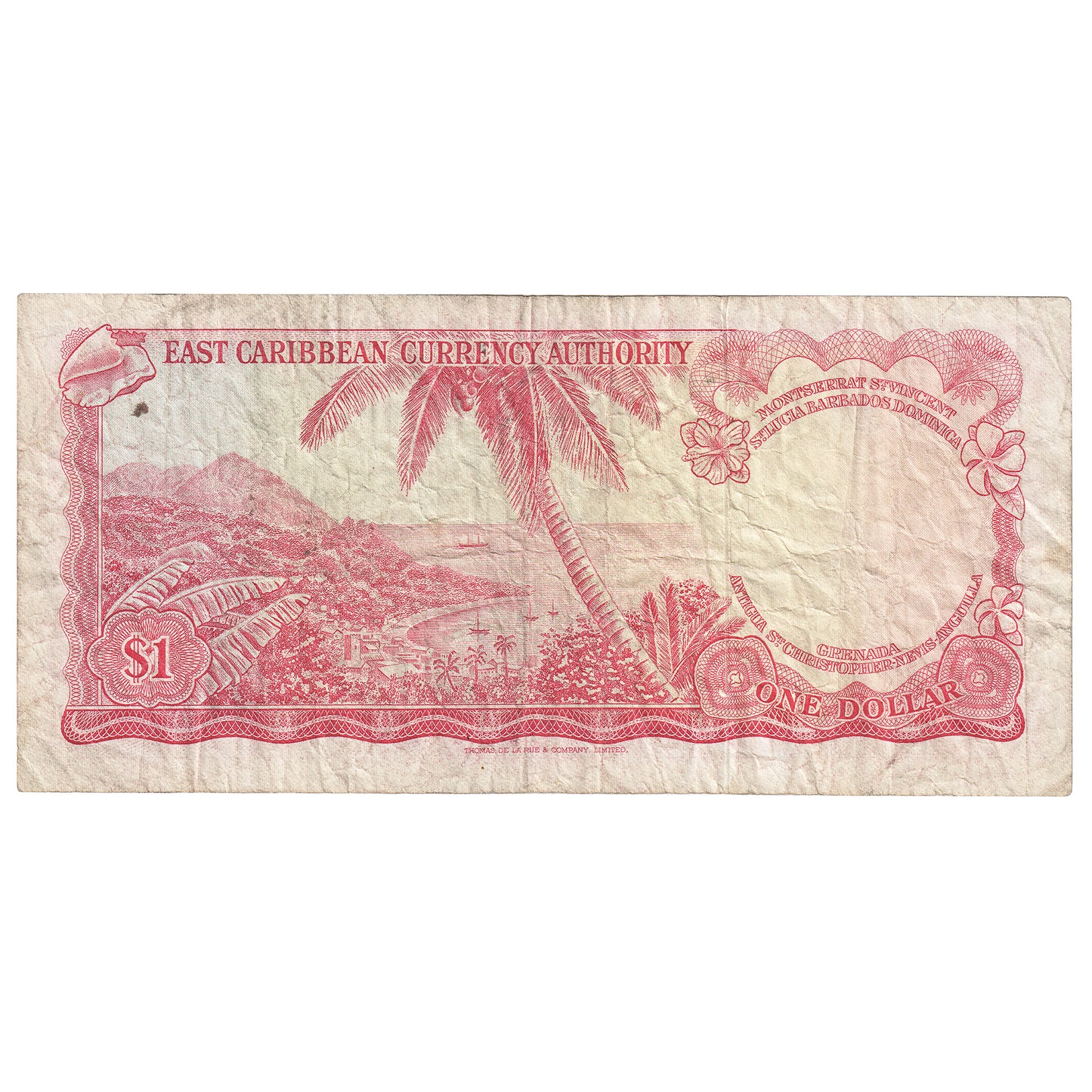East Caribbean States 1965 1 Dollar Note, Pick #13d, Signature 5, VF