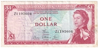 East Caribbean States 1965 1 Dollar Note, Pick #13d, Signature 6, Replacement, VF