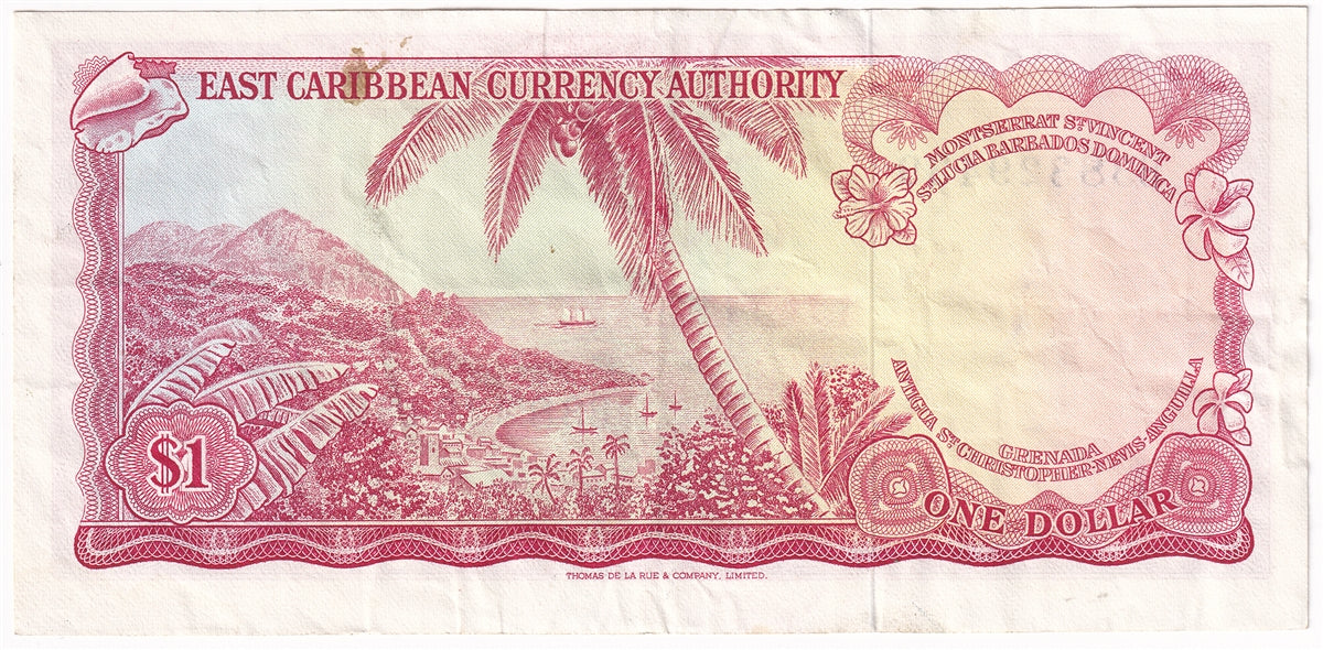 East Caribbean States 1965 1 Dollar Note, Pick #13d, Signature 6, VF-EF