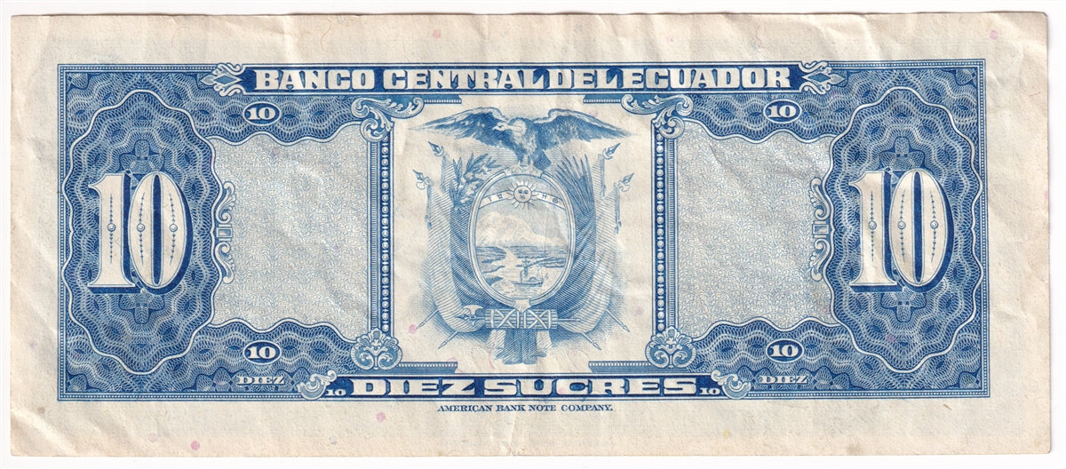 Ecuador Note 1978 10 Sucres, VF