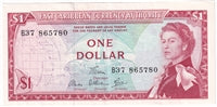 East Caribbean States 1965 1 Dollar Note, Pick #13d, Signature 6, EF-AU