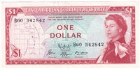 East Caribbean States 1965 1 Dollar Note, Pick #13f, Signature 9, AU