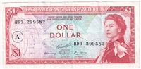East Caribbean States 1965 1 Dollar Note, Pick #13h, A Overprint, VF-EF